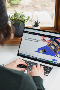 person using laptop