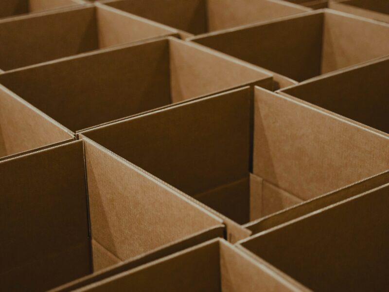packing boxes lined up